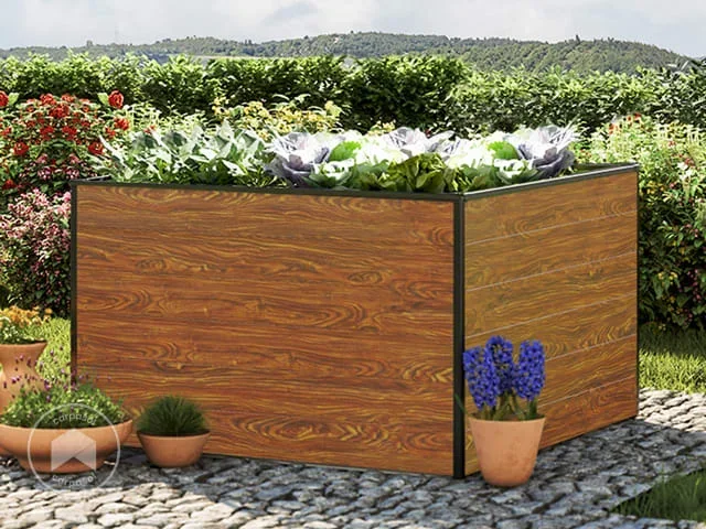 119 x 119 x 77 cm Huerto urbano, óptica de madera