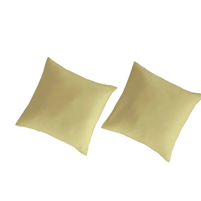 2 Fundas de almohada 100% algodón percal orgánico 80×80 cm amarillo claro