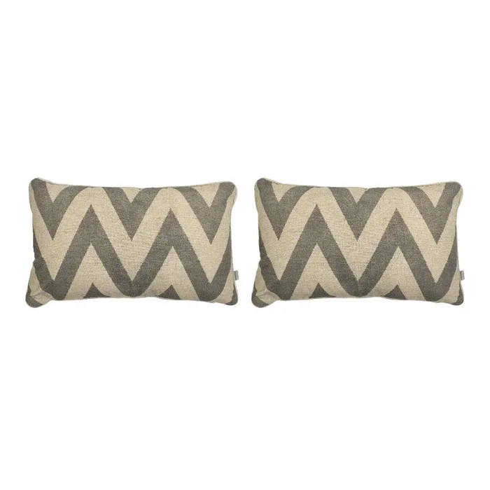 2 Fundas de cojín decorativo 85% algodón 15% lino MEENA 30×50 cm gris