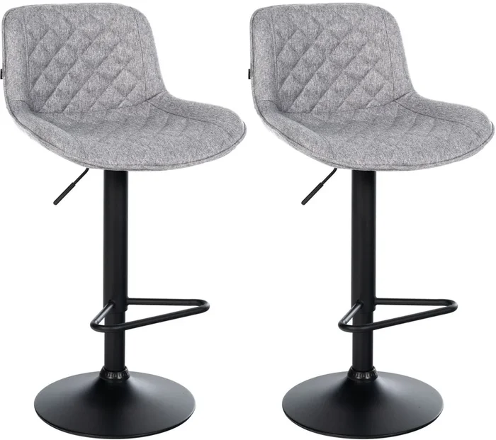 2er Set de taburetes de bar Kasson Tela Gris 52X50X84 cm