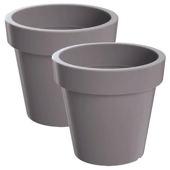 2x Maceta de plastico Lofly en color gris 34,5 (largo) x 34,5 (ancho) x 31,8 (alto) cm