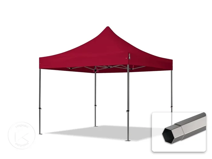 3×3 m Carpa plegable, PREMIUM acero 40mm, rojo