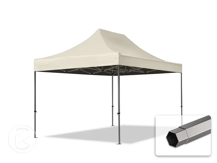 3×4,5 m Carpa plegable, PREMIUM acero 40mm, crema