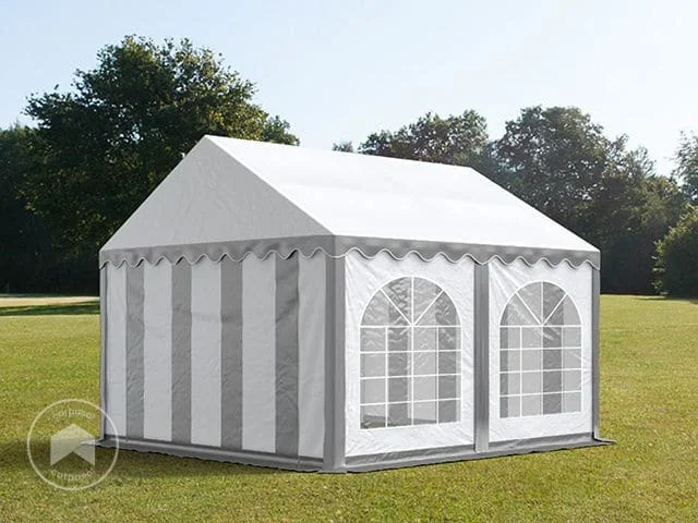 3×4 m Carpa para fiestas, PVC 750, con base reforzada, gris-blanco