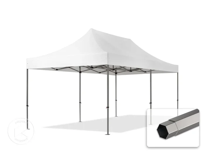 3×6 m Carpa plegable, PREMIUM acero 40mm, blanco