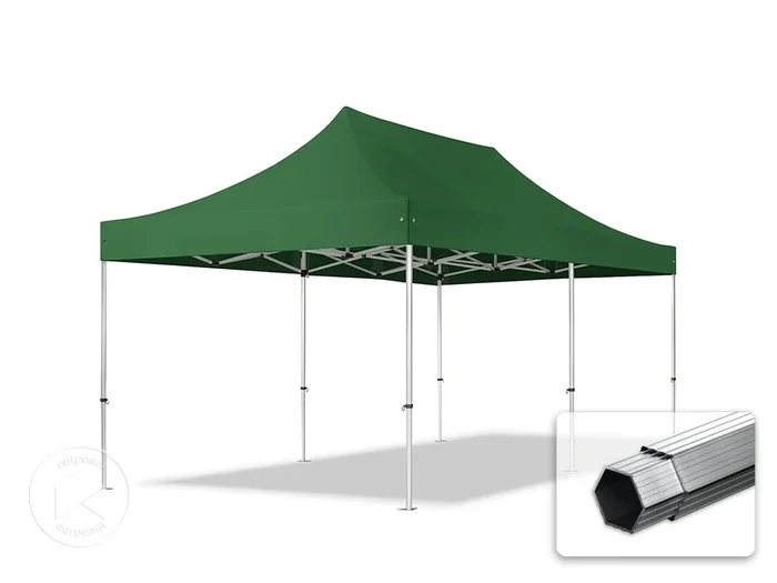 3×6 m Carpa plegable, PROFESSIONAL aluminio 40mm, verde oscuro