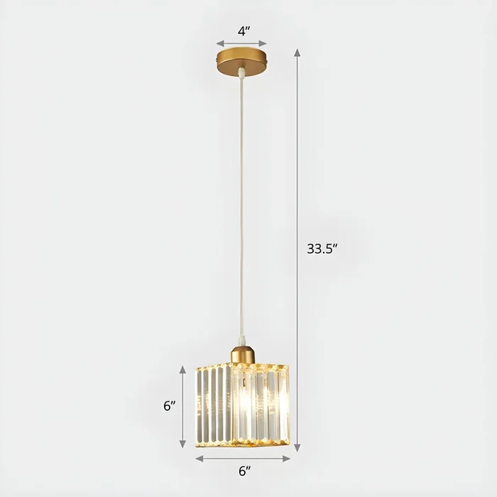 3 Cabezas Luz Colgante de Cristal Claro Luminaria Pendiente Modernista en Dorado para Comedor – 220 A 240 V Dorado 15,24 cm Cuadrado