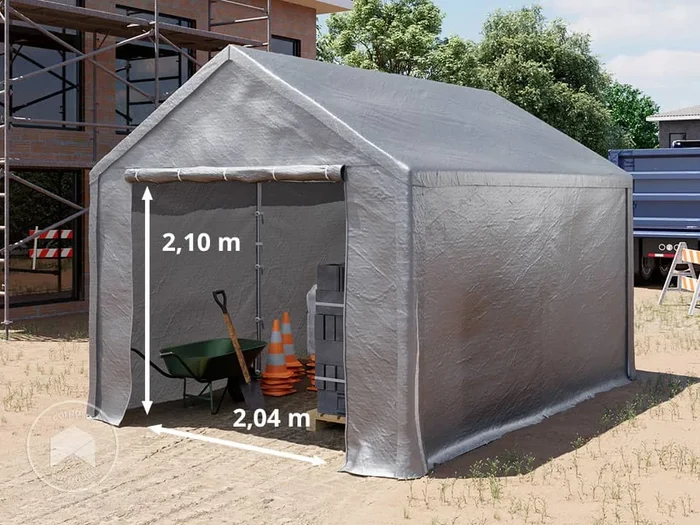 3x4m Carpa almacén, Lona de PE, gris