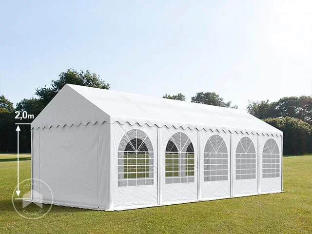 4×10 m Carpa para fiestas, PVC 800, con base reforzada, blanco