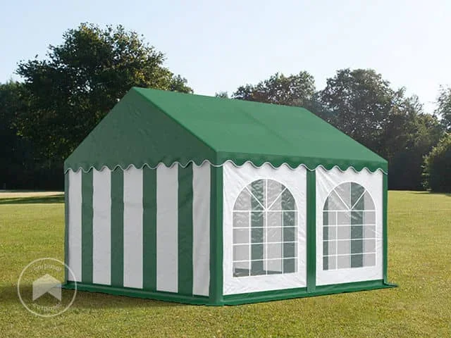 4×4 m Carpa para fiestas, PVC 750, con base reforzada, verde oscuro-blanco