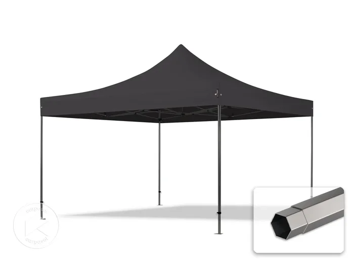4×4 m Carpa plegable, PREMIUM acero 40mm, negro