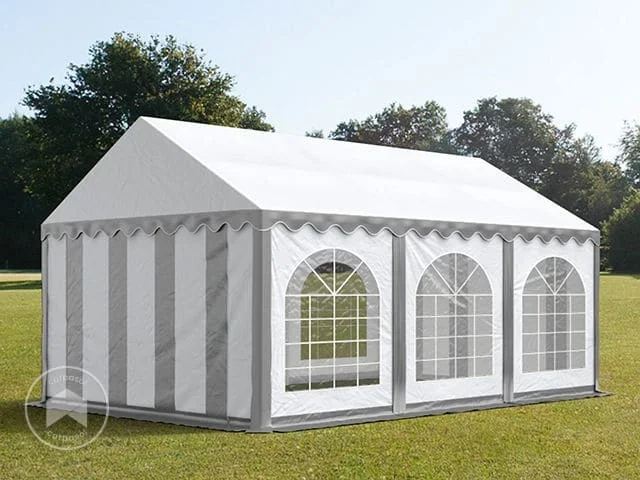 4×6 m Carpa para fiestas, PVC 750, con base reforzada, gris-blanco