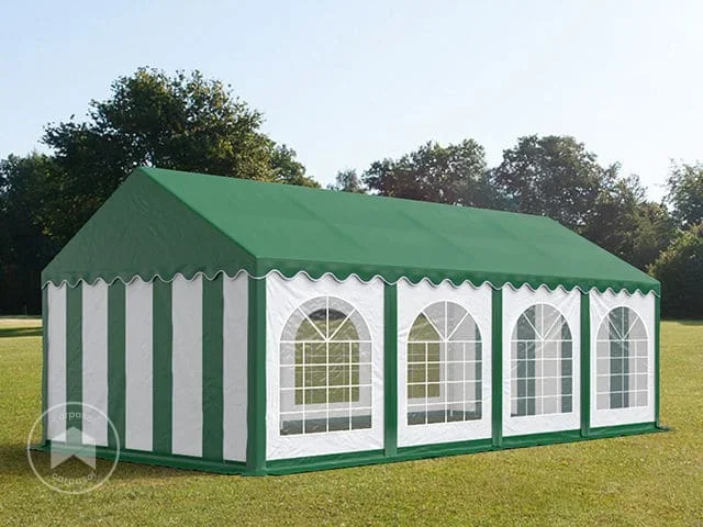 4×8 m Carpa para fiestas, PVC 750, con base reforzada, verde oscuro-blanco