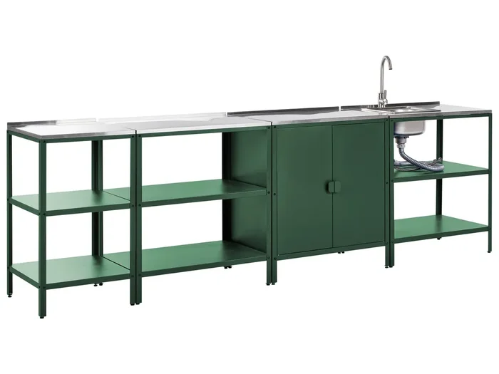 4 Piece Outdoor Kitchen Set with Sink VILAMA Metal Green