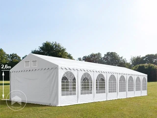 5×20 m Carpa para fiestas XXL, altura lateral 2,6m, PVC 1400, con base reforzada, blanco