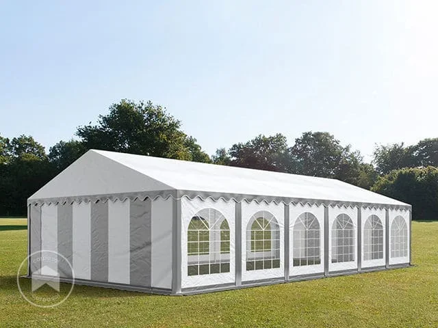 6×12 m Carpa para fiestas, PVC 750, con base reforzada, gris-blanco