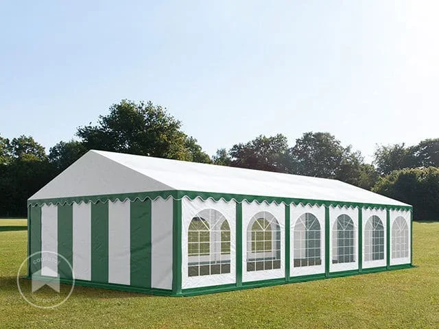 6×12 m Carpa para fiestas, PVC 750, con base reforzada, verde oscuro-blanco