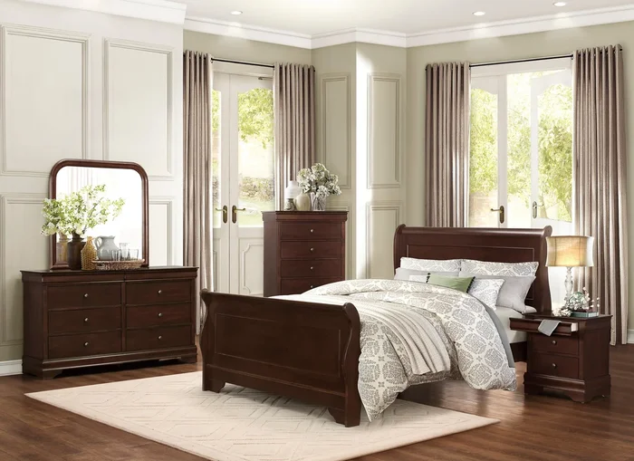 Abbeville Cherry Sleigh Bedroom Set