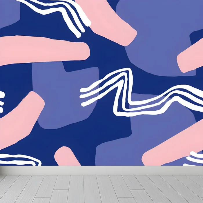 Abstractos Murales de Papel de Pared Modernistas Multicolores Decoración Muralno Tejida para Salón – Azul oscuro 312 x 221 cm