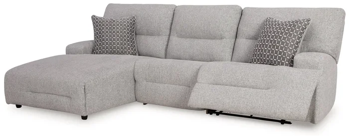 Acklen Place Pewter 3-Piece Dual Power Reclining Modular Sectional with LAF Chaise