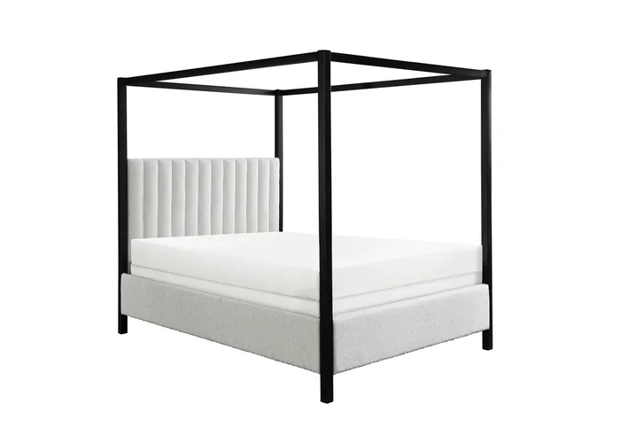 Adalyn Black and White Boucle King Canopy Bed