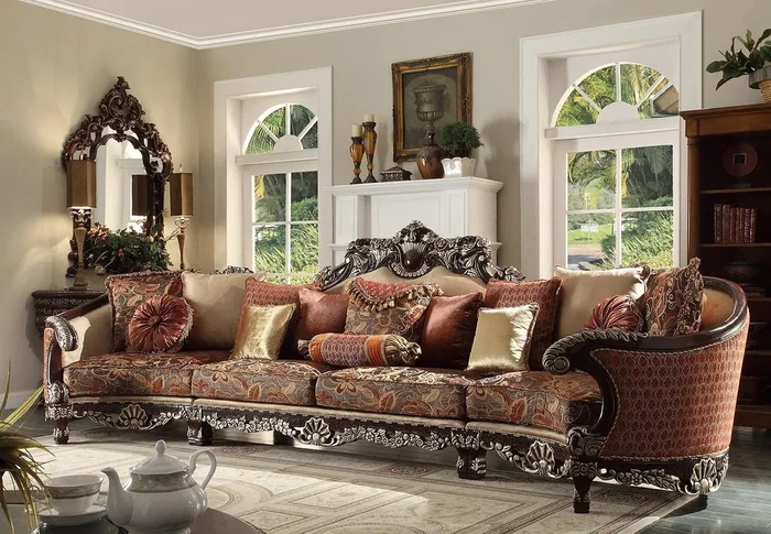 Adonia Dark Red Mahogany Sectional Sofa