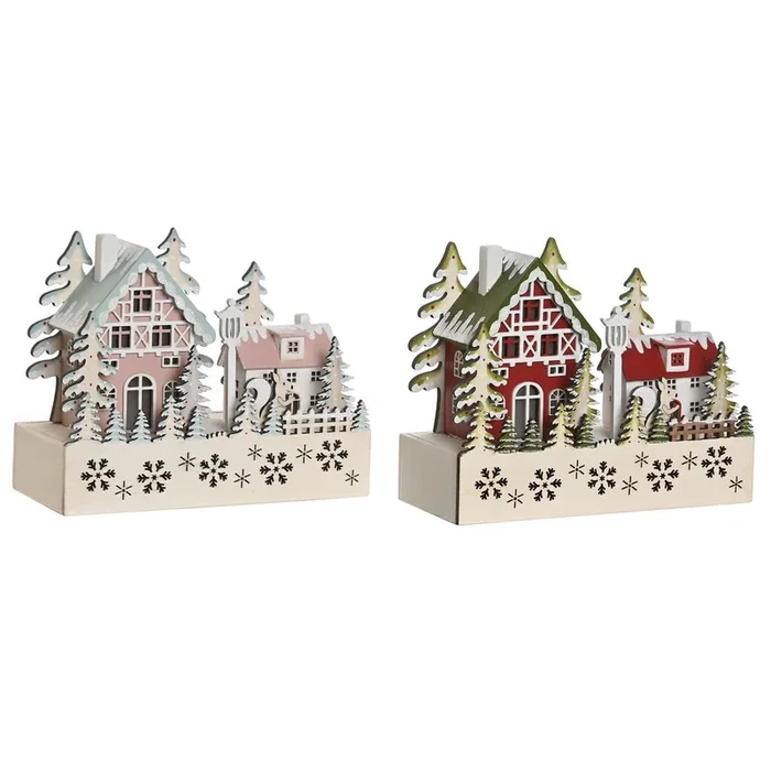 Adorno Navideño DKD Home Decor Rojo Rosa 21 x 9,5 x 19 cm (2 Unidades)