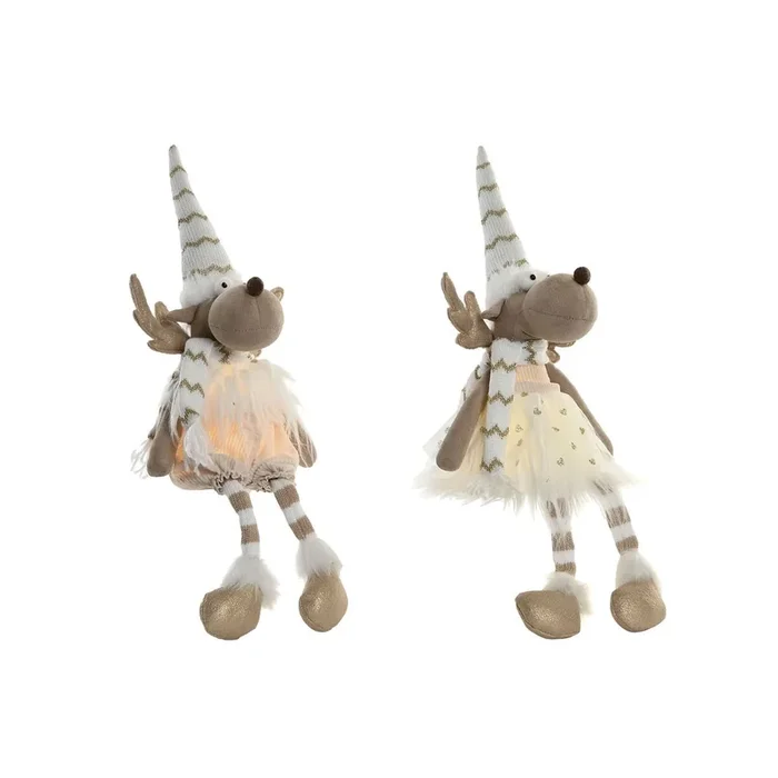 Adorno Navideño Home ESPRIT Blanco Reno 14 X 13 X 55 CM (2 Unidades)
