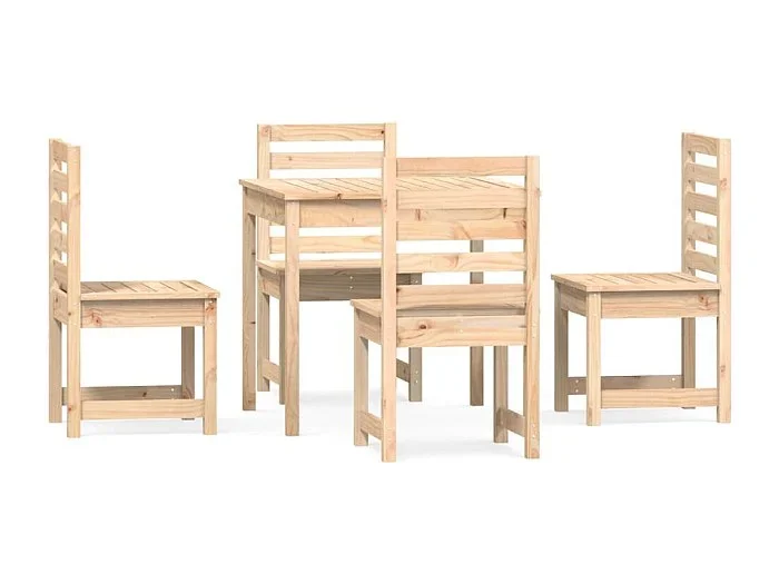 Adrien Juego de comedor de jardín 5 piezas madera maciza de pino