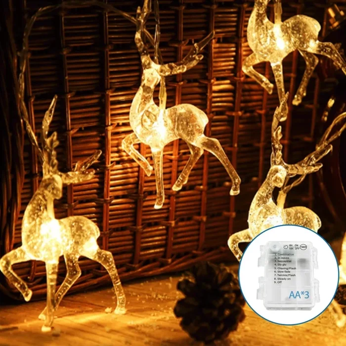 Aigostar – Cadena de luces de Navidad LED 20xLED/3xAA 3,3m renos