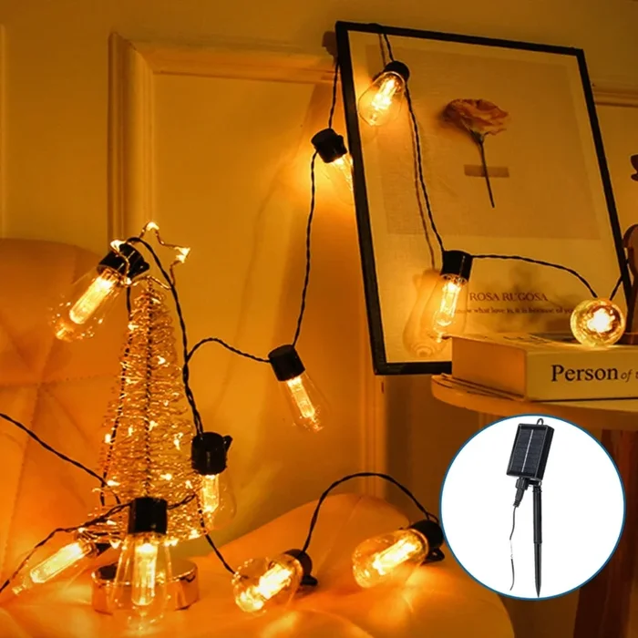 Aigostar – Cadena de luces navideñas solares LED 20xLED/11,5m IP65 1200 mAh blanco cálido