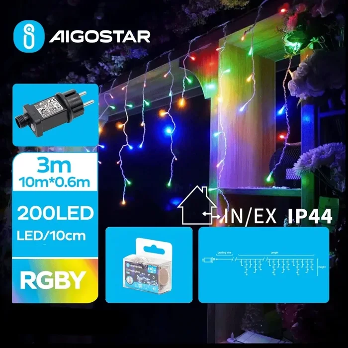 Aigostar – Cadena LED navideña exterior 200xLED/8 funciones 13×0,6m IP44 multicolor
