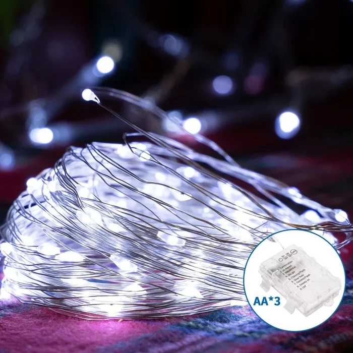 Aigostar – Cadena navideña LED para exterior 100xLED/8 funciones 10,3m IP44 blanco frío