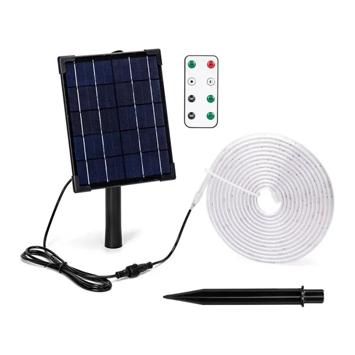 Aigostar – LED Tira solar regulable LED/5W/3,2V 5 m 6500K IP65 4000 mAh + control remoto
