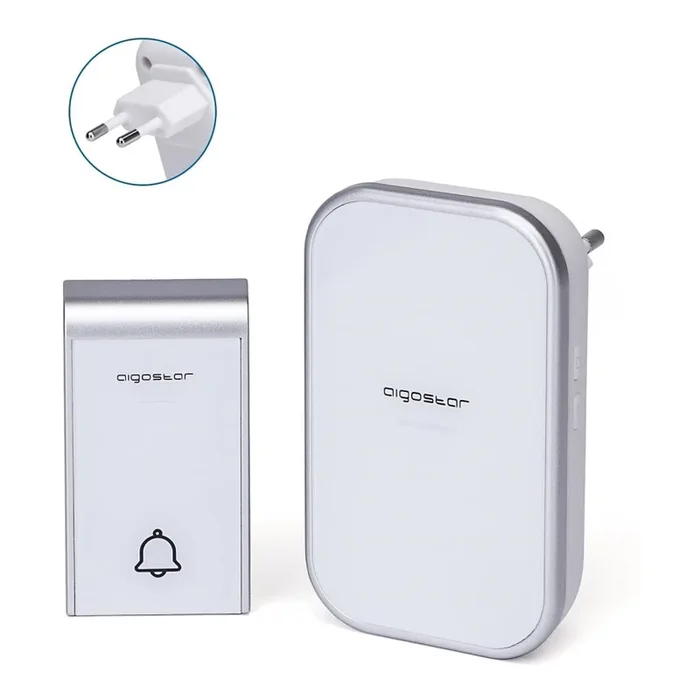 Aigostar – Timbre inalámbrico con enchufe integrado 230V/12V IP44 blanco