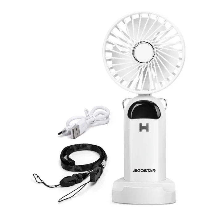 Aigostar – Ventilador de mano recargable 4W/5V 1200mAh blanco