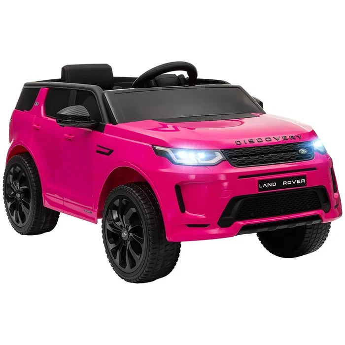 AIYAPLAY Coche Eléctrico para Niños de +3 Años con Licencia Land Rover Discovery Sport Carro Eléctrico Infantil con Batería 12V Mando a Distancia Arranque Lento Faros Bocina y Música Rosa