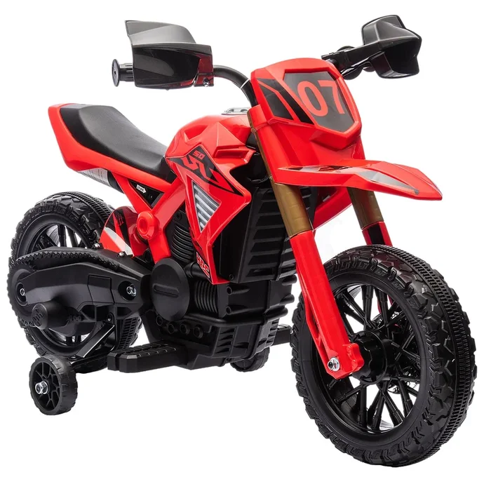 AIYAPLAY Moto Eléctrica para Niños de +3 Años Moto de Batería 12V para Niños con Ruedas de Entrenamiento Acelerador en Puño y Bocina Moto para Niños Carga 30 kg Rojo