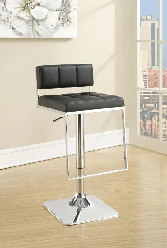 Alameda Chrome/Black Adjustable Bar Stool