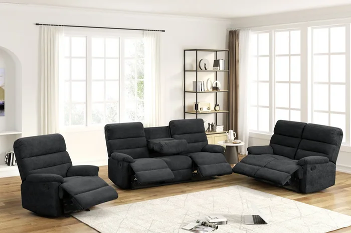 Albert Black Fabric Reclining Living Room Set