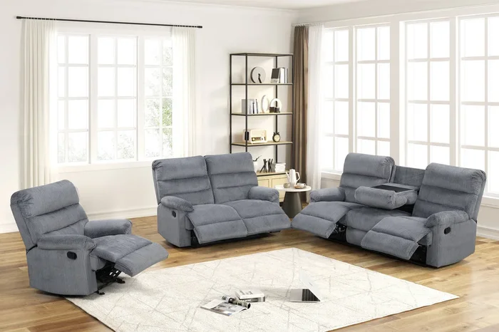 Albert Gray Fabric 3-Piece Reclining Living Room Set