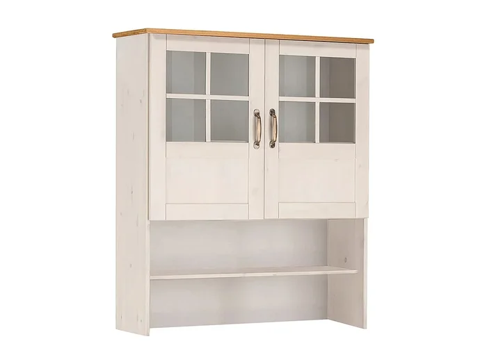 Alby Conejera con 2 puertas de cristal y 1 estante en lacado blanco pino