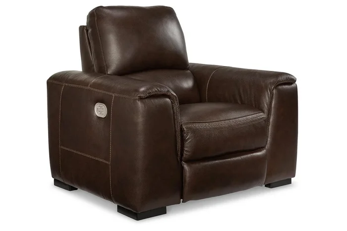Alessandro Walnut Oversized Dual Power Leather Recliner