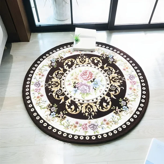 Alfombra Antideslizante de Polipropileno con Patrón de Flor Tapiz Multicolor Retro para Sala de Estar – Café 80 x 80 cm