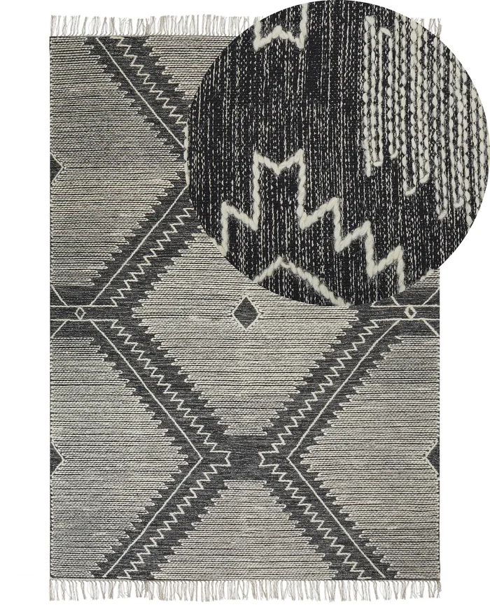 Alfombra ARBAA Negro 140 x 200 cm Algodón