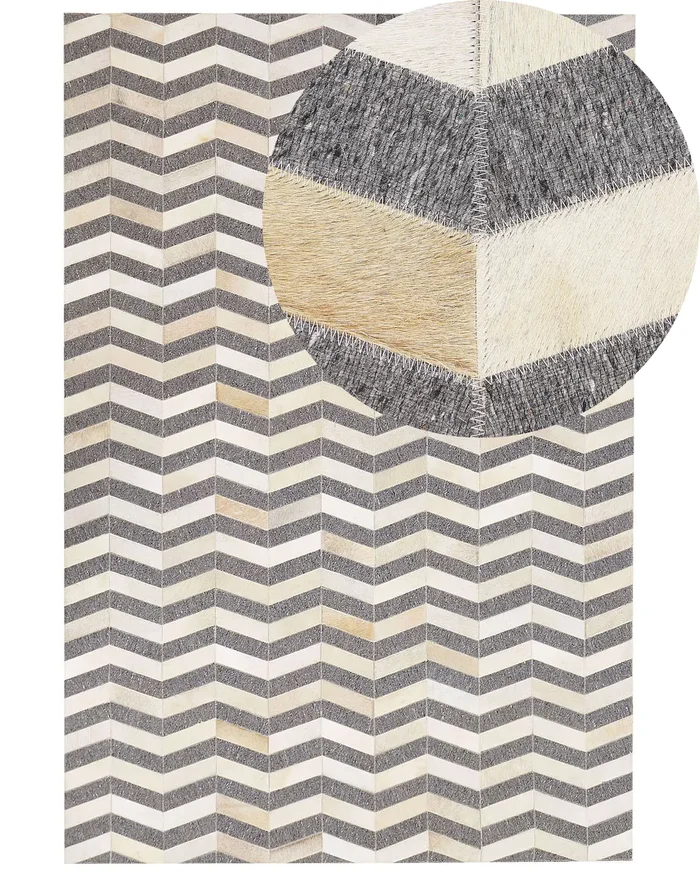 Alfombra BAGGOZE Gris oscuro 140 x 200 cm Piel