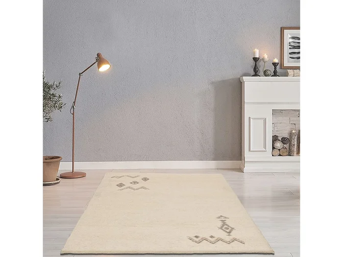 Alfombra bereber tejida a mano con lana 200×250 cm Blanco Hadj