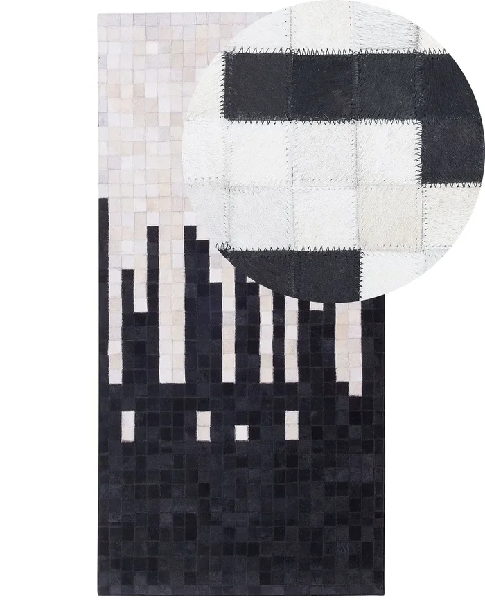 Alfombra BOLU Negro 80 x 150 cm Piel