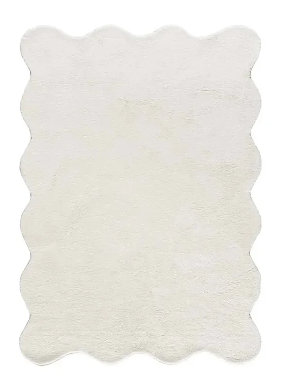 Alfombra borde ondulado liso blanco MELLOW, 160×230 cm – ATTICGO