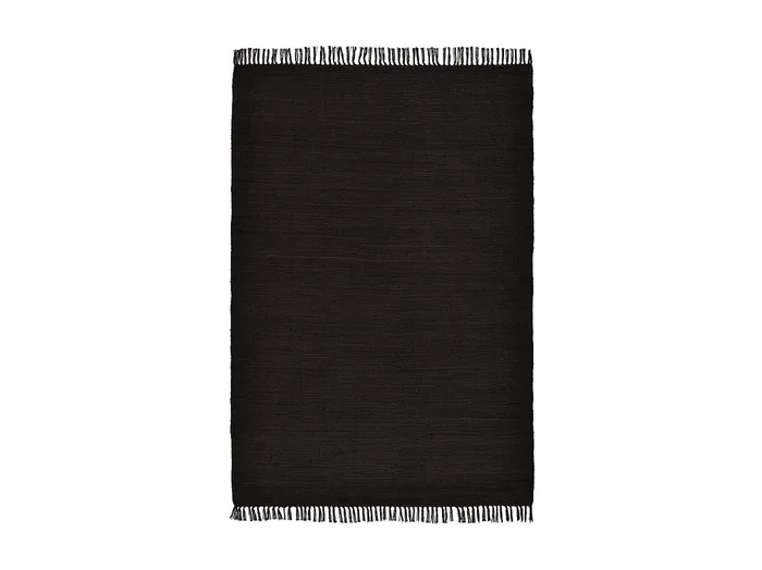 Alfombra de algodón tejida a mano y reversible 160×230 cm Negro Happy Cotton